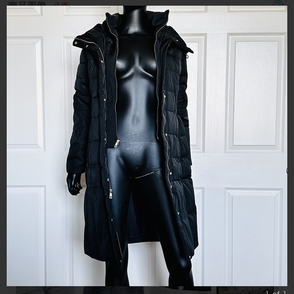 NWT Cole Haan Black Hooded Puffer Coat Black XS - Picture 6 of 16